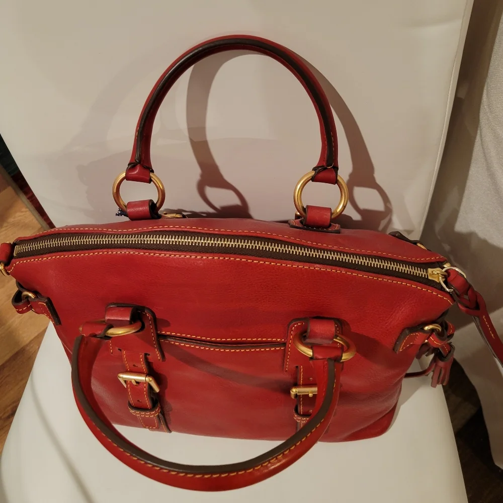 NWT Dooney & Bourke Red Florentine Bristol Satchel - Picture 2 of 11